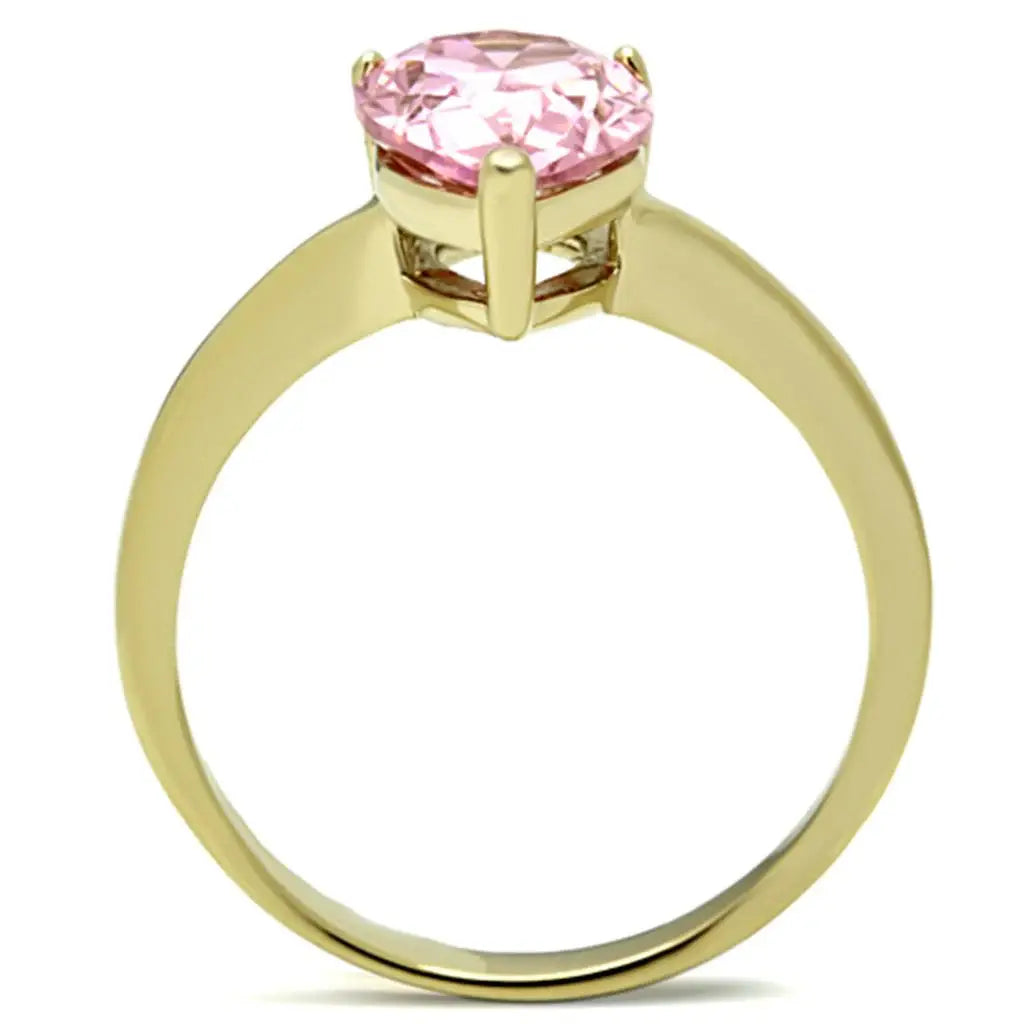 TK1508 - IP Gold(Ion Plating) Stainless Steel Ring with AAA Grade CZ in Rose - Alamode - Flyclothing LLC