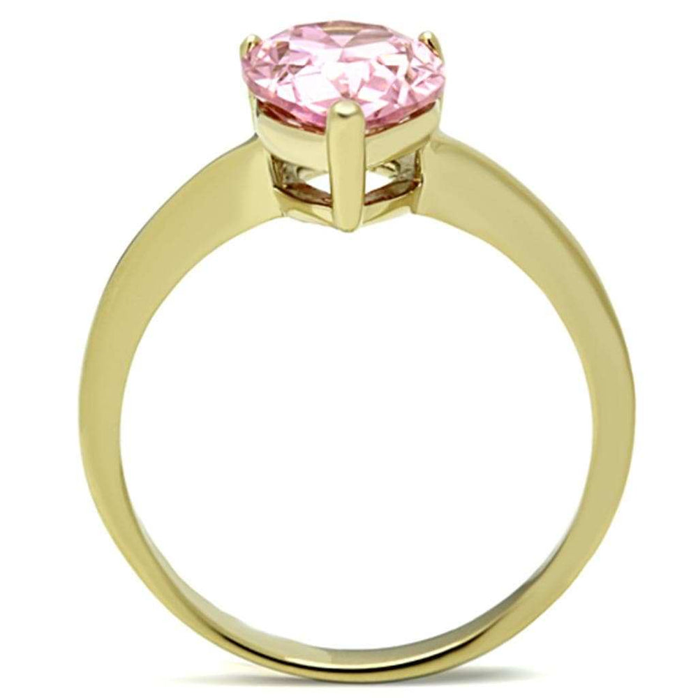 TK1508 - IP Gold(Ion Plating) Stainless Steel Ring with AAA Grade CZ in Rose - Alamode - Flyclothing LLC