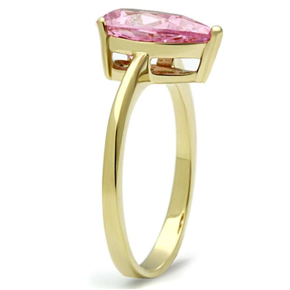 TK1508 - IP Gold(Ion Plating) Stainless Steel Ring with AAA Grade CZ in Rose - Alamode - Flyclothing LLC