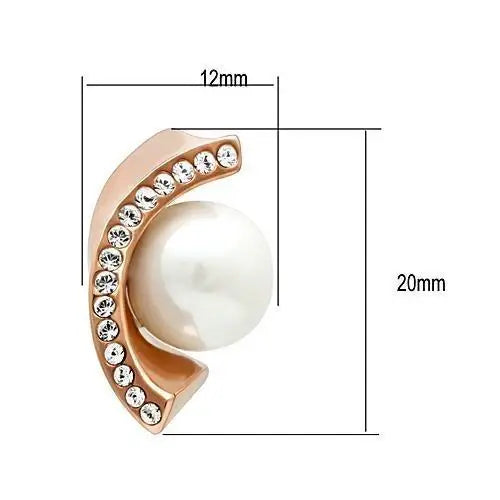 TK1510 - IP Rose Gold(Ion Plating) Stainless Steel Earrings with Synthetic Pearl in White - Alamode - Flyclothing LLC