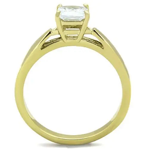 TK1511 - IP Gold(Ion Plating) Stainless Steel Ring with AAA Grade CZ in Clear - Alamode - Flyclothing LLC