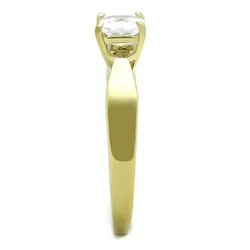 TK1511 - IP Gold(Ion Plating) Stainless Steel Ring with AAA Grade CZ in Clear - Alamode - Flyclothing LLC