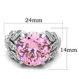 TK1512 - High polished (no plating) Stainless Steel Ring with AAA Grade CZ  in Rose - Alamode