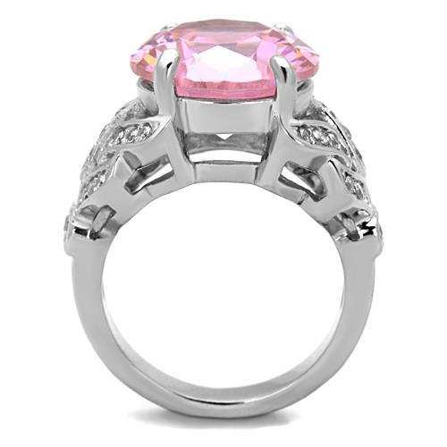 TK1512 - High polished (no plating) Stainless Steel Ring with AAA Grade CZ in Rose - Alamode - Flyclothing LLC
