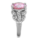 TK1512 - High polished (no plating) Stainless Steel Ring with AAA Grade CZ  in Rose - Alamode