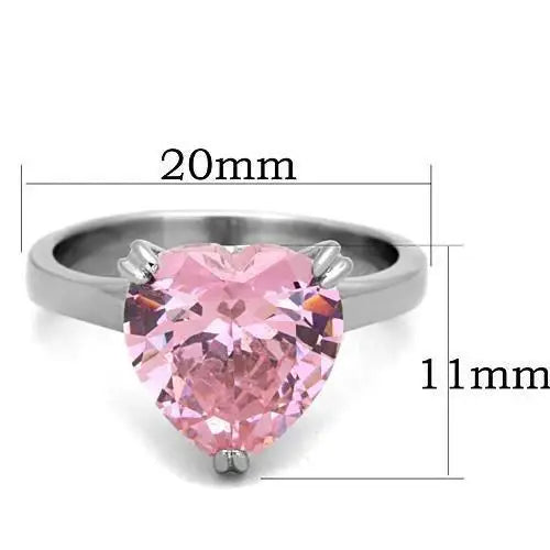 TK1513 - High polished (no plating) Stainless Steel Ring with AAA Grade CZ in Rose - Alamode - Flyclothing LLC