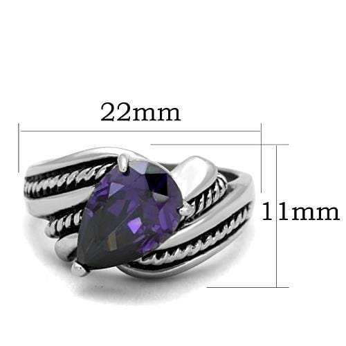 TK1515 - High polished (no plating) Stainless Steel Ring with AAA Grade CZ in Amethyst - Alamode - Flyclothing LLC
