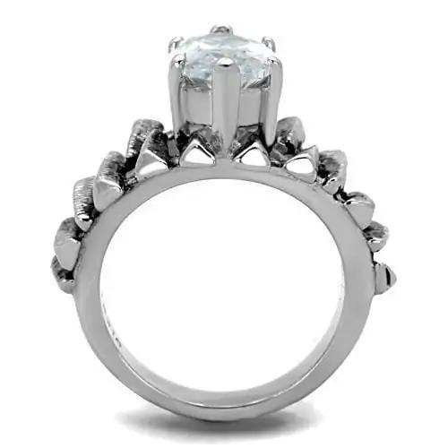 TK1516 - High polished (no plating) Stainless Steel Ring with AAA Grade CZ in Clear - Alamode - Flyclothing LLC