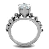 TK1516 - High polished (no plating) Stainless Steel Ring with AAA Grade CZ  in Clear - Alamode