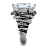 TK1516 - High polished (no plating) Stainless Steel Ring with AAA Grade CZ  in Clear - Alamode