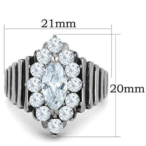 TK1517 - High polished (no plating) Stainless Steel Ring with AAA Grade CZ in Clear - Alamode - Flyclothing LLC