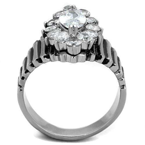 TK1517 - High polished (no plating) Stainless Steel Ring with AAA Grade CZ in Clear - Alamode - Flyclothing LLC