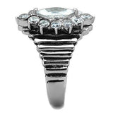 TK1517 - High polished (no plating) Stainless Steel Ring with AAA Grade CZ  in Clear - Alamode