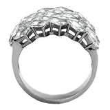 TK1522 - High polished (no plating) Stainless Steel Ring with AAA Grade CZ  in Clear - Alamode