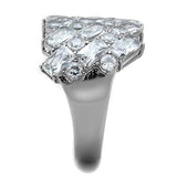 TK1522 - High polished (no plating) Stainless Steel Ring with AAA Grade CZ  in Clear - Alamode