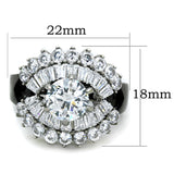 TK1523 - Two-Tone IP Black Stainless Steel Ring with AAA Grade CZ  in Clear - Alamode