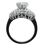 TK1523 - Two-Tone IP Black Stainless Steel Ring with AAA Grade CZ in Clear - Alamode - Flyclothing LLC
