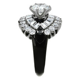 TK1523 - Two-Tone IP Black Stainless Steel Ring with AAA Grade CZ  in Clear - Alamode