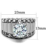 TK1524 - High polished (no plating) Stainless Steel Ring with AAA Grade CZ in Clear - Alamode - Flyclothing LLC