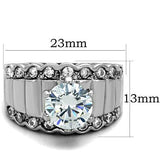 TK1524 - High polished (no plating) Stainless Steel Ring with AAA Grade CZ  in Clear - Alamode