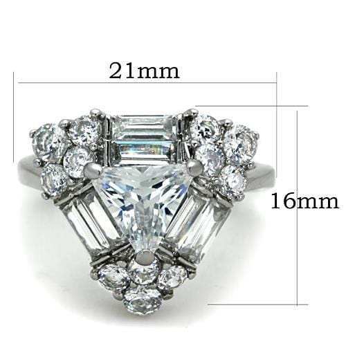 TK1527 - High polished (no plating) Stainless Steel Ring with AAA Grade CZ in Clear - Alamode - Flyclothing LLC