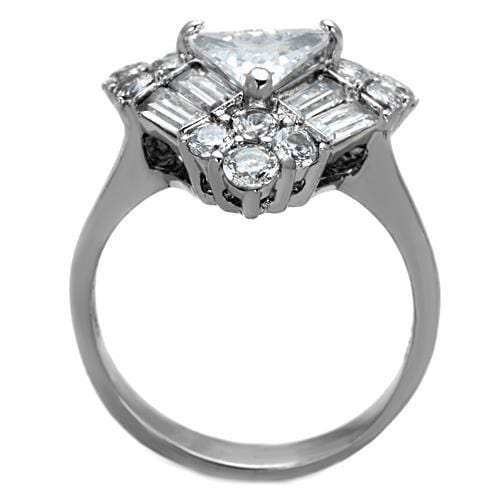 TK1527 - High polished (no plating) Stainless Steel Ring with AAA Grade CZ in Clear - Alamode - Flyclothing LLC