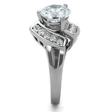 TK1528 - High polished (no plating) Stainless Steel Ring with AAA Grade CZ  in Clear - Alamode