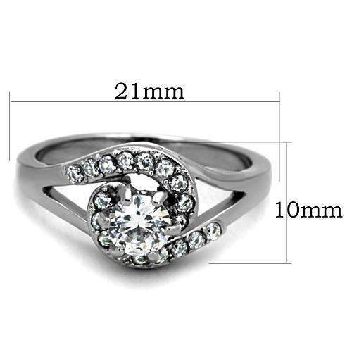 TK1529 - High polished (no plating) Stainless Steel Ring with AAA Grade CZ in Clear - Alamode - Flyclothing LLC