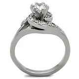 TK1529 - High polished (no plating) Stainless Steel Ring with AAA Grade CZ in Clear - Alamode - Flyclothing LLC