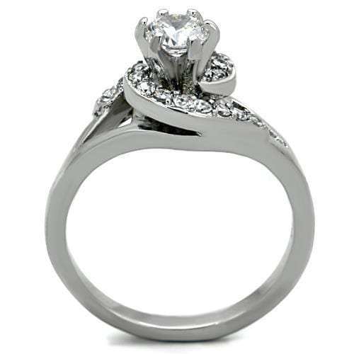 TK1529 - High polished (no plating) Stainless Steel Ring with AAA Grade CZ in Clear - Alamode - Flyclothing LLC