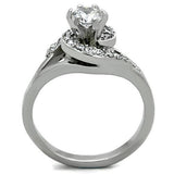 TK1529 - High polished (no plating) Stainless Steel Ring with AAA Grade CZ  in Clear - Alamode