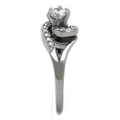 TK1529 - High polished (no plating) Stainless Steel Ring with AAA Grade CZ in Clear - Alamode - Flyclothing LLC