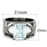 TK1530 - High polished (no plating) Stainless Steel Ring with AAA Grade CZ  in Clear - Alamode