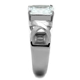 TK1530 - High polished (no plating) Stainless Steel Ring with AAA Grade CZ  in Clear - Alamode