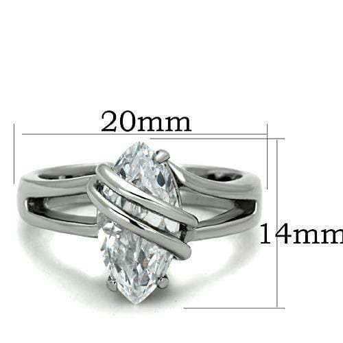TK1531 - High polished (no plating) Stainless Steel Ring with AAA Grade CZ in Clear - Alamode - Flyclothing LLC