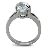 TK1531 - High polished (no plating) Stainless Steel Ring with AAA Grade CZ  in Clear - Alamode