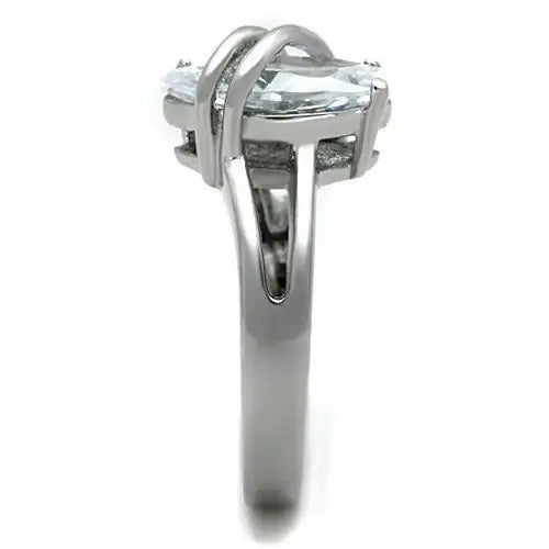 TK1531 - High polished (no plating) Stainless Steel Ring with AAA Grade CZ in Clear - Alamode - Flyclothing LLC