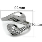 TK1532 - High polished (no plating) Stainless Steel Ring with Top Grade Crystal  in Jet