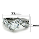 TK1533 - High polished (no plating) Stainless Steel Ring with AAA Grade CZ  in Clear - Alamode