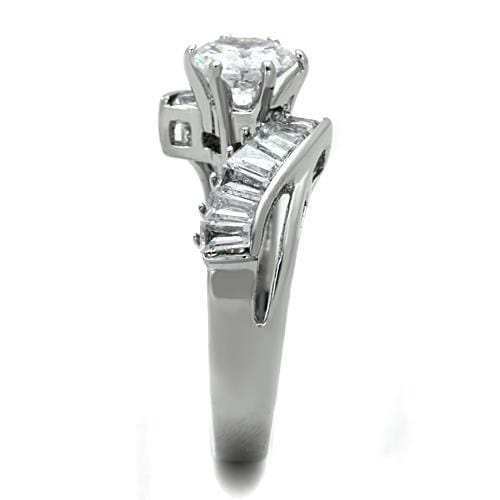 TK1533 - High polished (no plating) Stainless Steel Ring with AAA Grade CZ in Clear - Alamode - Flyclothing LLC