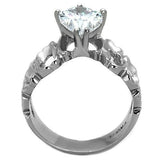 TK1534 - High polished (no plating) Stainless Steel Ring with AAA Grade CZ  in Clear - Alamode