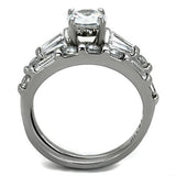 TK1535 - High polished (no plating) Stainless Steel Ring with AAA Grade CZ  in Clear - Alamode