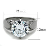 TK1536 - High polished (no plating) Stainless Steel Ring with AAA Grade CZ  in Clear - Alamode