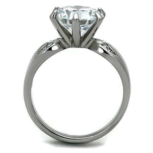 TK1536 - High polished (no plating) Stainless Steel Ring with AAA Grade CZ in Clear - Alamode - Flyclothing LLC