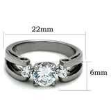 TK1537 - High polished (no plating) Stainless Steel Ring with AAA Grade CZ  in Clear