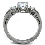 TK1537 - High polished (no plating) Stainless Steel Ring with AAA Grade CZ in Clear - Alamode - Flyclothing LLC