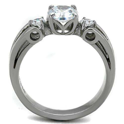 TK1537 - High polished (no plating) Stainless Steel Ring with AAA Grade CZ in Clear - Alamode - Flyclothing LLC