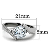 TK1538 - High polished (no plating) Stainless Steel Ring with AAA Grade CZ  in Clear - Alamode