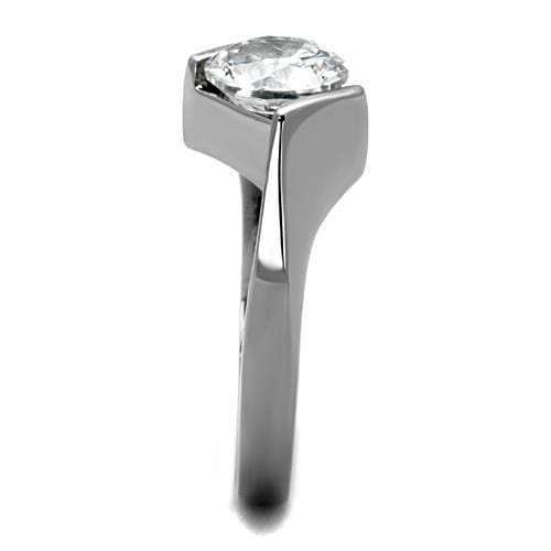 TK1538 - High polished (no plating) Stainless Steel Ring with AAA Grade CZ in Clear - Alamode - Flyclothing LLC