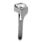 TK1538 - High polished (no plating) Stainless Steel Ring with AAA Grade CZ  in Clear - Alamode